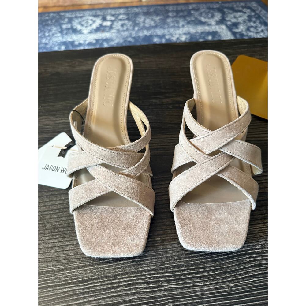 NWT Jason Wu Kims Taupe Suede Leather Heeled Sandals Sz. 8